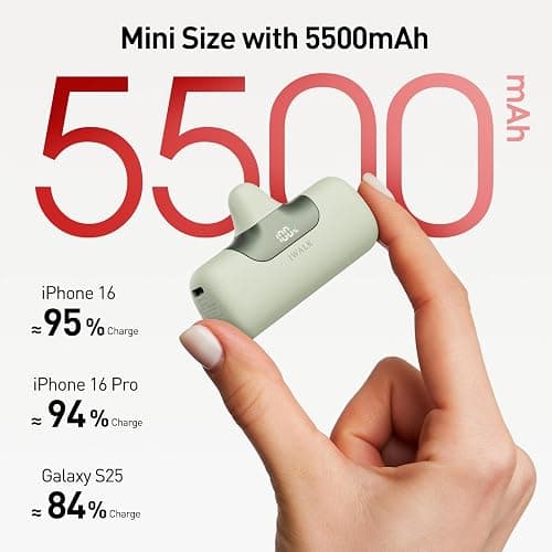 iWALK Portable Charger 5500mAh Next-Gen Small Power Bank 22.5W Fast Charging Battery USB-C Portable Phone Charger for iPhone 17/16/15 17 Plus 17 Pro Max iPad, Samsung Galaxy S25 S24 S23 Android, Green thumbnail 2