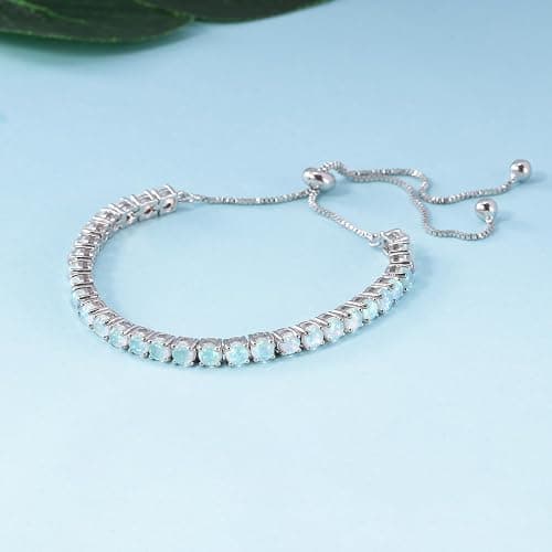 lasidor Adjustable Tennis Bracelet 14K White Gold Plated Multicolor Opal Bracelets for Women Slider Bracelet Jewelry Gifts thumbnail 4