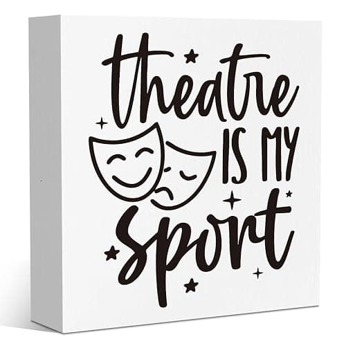 Home Theater Decor Movie Media Room Decor Theater Gifts Tub1714 | Movie Theater Broadway Lovers Gifts for Women Men,Wooden Decorations Sign for Home Office Desk Shelf,5''X5'' - Image 1