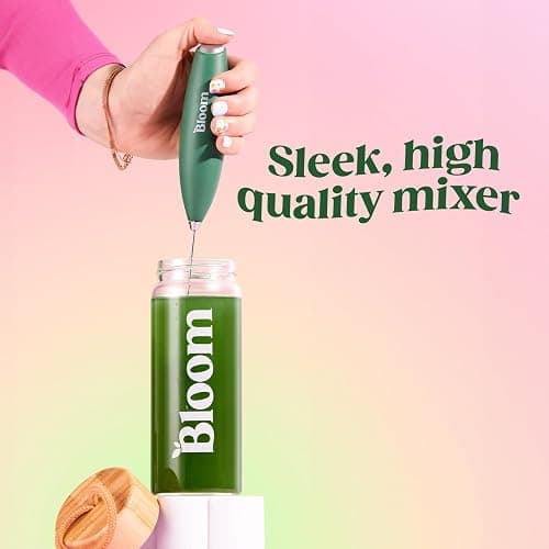 Bloom Nutrition Milk Frother Hand Mixer, Stainless Steel Electric Matcha Whisk, Handheld Mixer for Coffee, Greens, Protein & More, Battery Operated, Easy to Clean & Includes Whisk Stand thumbnail 2