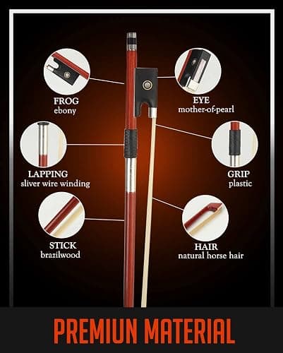 LMS Violin Bow Full Size 4/4 Brazilwood Violin Bows Lightweight Bow Well Balance Fiddle Bow Made with Ebony Frog Mongolian White Horse Hair for Violin Student Professional (4/4) thumbnail 6