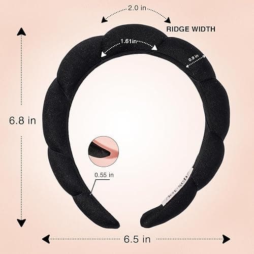 Kitsch Spa Headband for Washing Face - Recycled Fabric, Non-Slip Black Headbands for Women - Cute Stuff for Makeup, Beauty, Skin Care, Self Care | Ideal Gifts for Women - 1Pc thumbnail 2