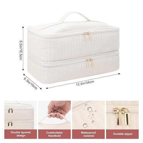 Boweike Double-Layer Flexstyle Travel Carrying Case for Shark, Portable Storage Bag for Shark Flex Style HD440BK/HD430 and Attachments, Storage Bag Compatible with Dyson Airwrap Multi Styler (Beige) thumbnail 2