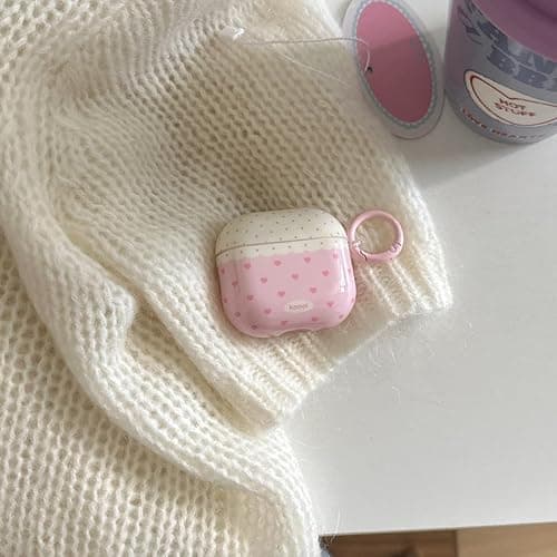 COTYPOFLIYTT Compatible with AirPods 4th Generation Case with Cleaner Kit，Cute Heart Polka Dot Aesthetic Design Girly Women Keychain Soft TPU Protective Cover for AirPods 4 -Pink Heart thumbnail 8