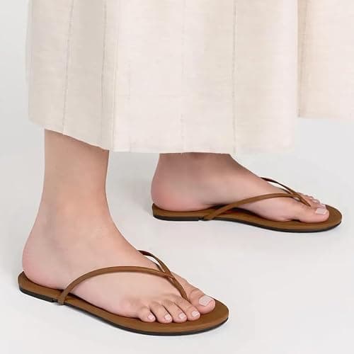 Cheval Flat Leather Flip Flops for Women, Comfortable Dressy Thong Sandals 2026 Summer and Spring Vacation Essentials, Chanclas Para Mujer thumbnail 2