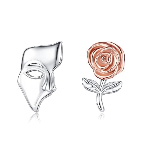 Phantom of the Opera Earrings Sterling Silver Phantom of the Opera Mask Stud Earrings Jewelry Theater Gifts for Women Men - Image 1