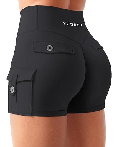 YEOREO CoreFlex Women Workout Shorts | Cargo Pockets, Hidden Scrunch, No Front Seam, Biker Shorts, 3.6"/ 4.5" - Image 1