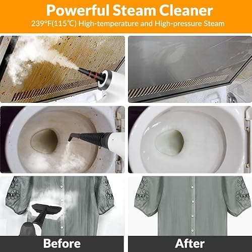 Handheld Pressurized Steam Cleaner with 12 pcs Accessories, Steamer for Cleaning, Steam Cleaner for Home Use, Steamer for Cleaning Car, Furniture, Floor, Upholstery, Grout and Tile, Deep Gray thumbnail 3