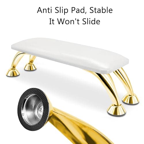 Arm Rest for Nails Tech Soft Comfortable, Nail Arm Rest Anti-Slip, Microfiber Leather Manicure Hand Rest for Nails Tech Armrest Stand with Gold Stainless Steel Legs thumbnail 5