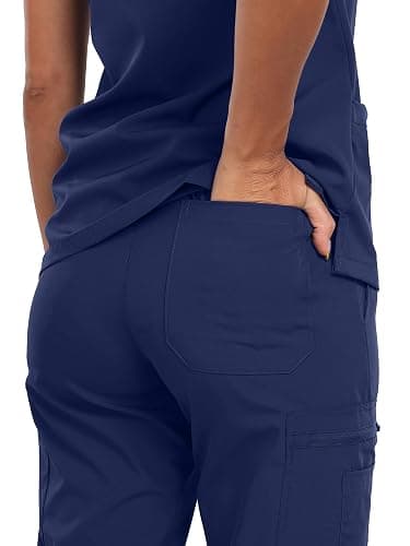 HSDORY Scrubs for Women Sets, Stretch V-Neck Scrub Top & Cargo Pants with Multi Pockets, Anti-Wrinkle thumbnail 4
