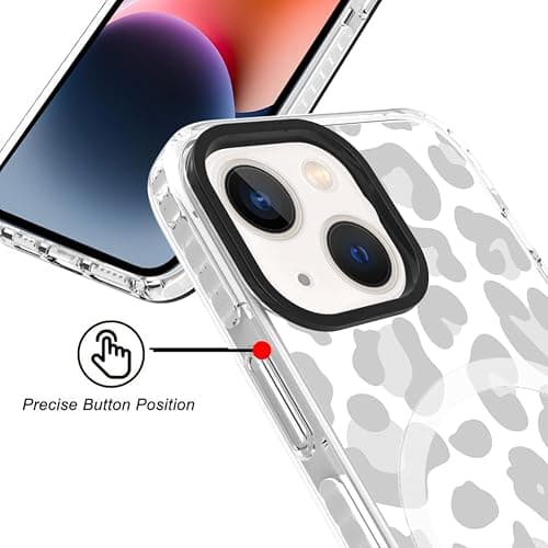 SAKUULO Magnetic for iPhone 14 Case Light Gray Leopard Print Pattern [Compatible with MagSafe] Wireless Charge Slim Shockproof Case for iPhone 14 Phone Case, Gray Leopard (6.1") thumbnail 4