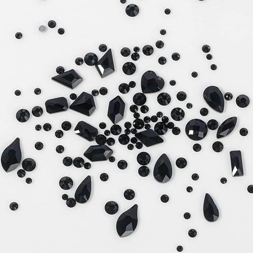 HNUIX Nail Rhinestones - 4550pcs Crystals Black, Multiple Shape Gems, Flatback Rhinestones, with Kit and Glue Gel, for Nail Art thumbnail 6