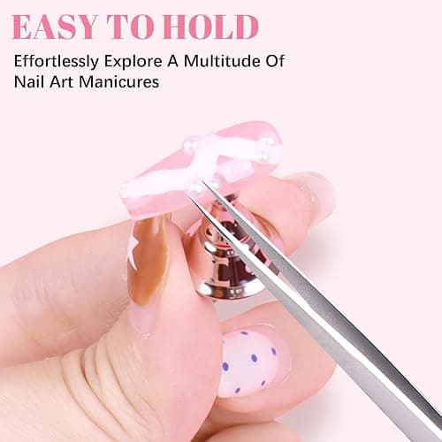 JUSTOTRY 2 Sets Pink Nail Painting Practice Stand With 1M Double-sided Tape Acrylic Fake Nail Art Holder For Press Ons Magnetic Nail Display Design Tools Kit Accessories For Home Diy Salon Supplies thumbnail 3