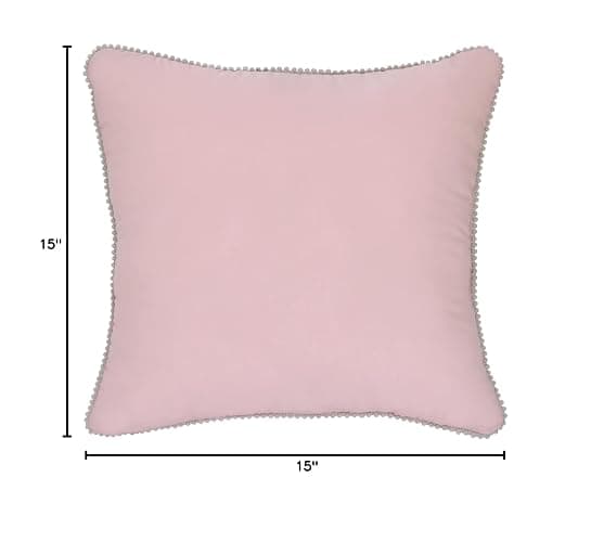 Disney Princess Enchanting Dreams Pink and Gold Embroidered Crown Decorative Throw Pillow with White Pom Pom Trim thumbnail 3