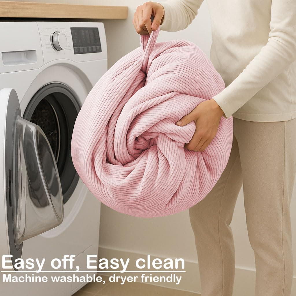 Nobildonna Bean Bag Chair Cover (No Filler) for Kids and Adults. Extra Large 300L Beanbag Stuffed Animal Storage Soft Premium Corduroy - Large(Cover Only) - Pink thumbnail 7