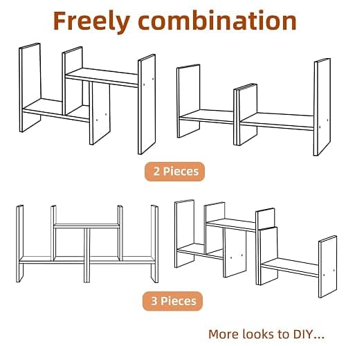 Somdot Desktop Bookshelf, Desk Shelf Organizer Storage Display Shelf Rack, 3 Pack Counter Top Bookcase for Home Office，White thumbnail 5