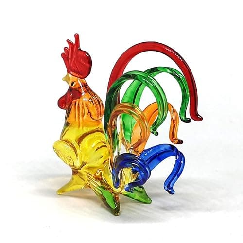 ZOOCRAFT Chicken Figurines Collectibles Hand Blown Glass Rooster Set of 2 thumbnail 9
