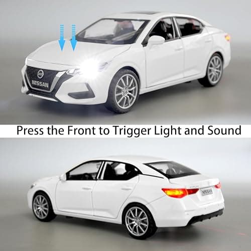 Guarsiliymi 1:32 Scale Car Model Compatible for Collectible Nissan Diecast Toy Vehicle, Zinc Alloy Pull Back Toy Car with Sound and Light for Adult Boys Girls (White) thumbnail 6