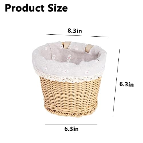 Carvmpin Kids Bike Basket Set, Front Bicycle Bike Baskets for Kids, Hand-Woven Wicker Boys and Girls Bike Basket Front,Children Cycling Basket,Easy Install Detachable thumbnail 4