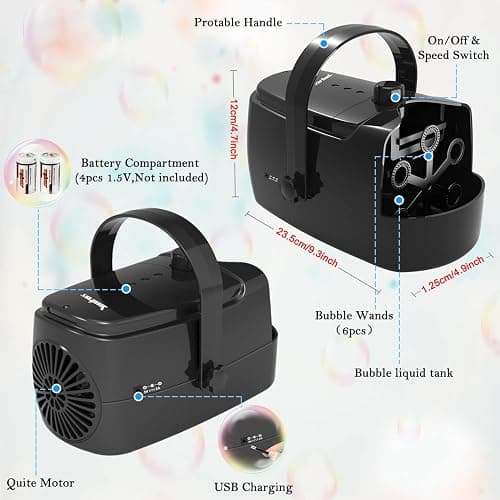 Bubble Machine Durable Automatic Bubble Blower, 18000+ Big Bubbles Per Minute Bubbles for Kids Toddlers Bubble Maker Operated by Plugin or Batteries Bubble Toys for Indoor Outdoor Birthday Party thumbnail 2