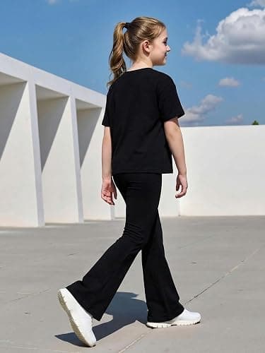 xueteox Girls Long Sleeve Sweatshirt 2 Piece, Bow Graphic Top and Pants Spring Fall Fashion Casual Clothes. thumbnail 5