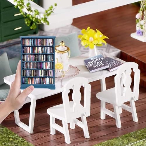 DIYDEC Mini Bookshelf with 180pcs Mini Books Miniature Blue Bookshelf Ornament Tiny Small Library Decor Shake Away Your Anxiety for Book Lovers Gift Home Room Office thumbnail 6