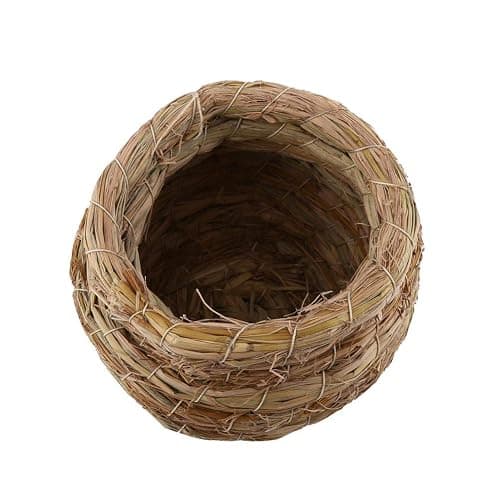 Bird Nest, Handwoven Straw Bird Nest for Myna Thrush Budgie Peony Finch Natural Hatching Breeding Cave House for Small Birds thumbnail 6