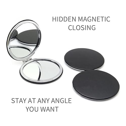 Compact Mini Round Makeup Mirror - Double Sided, Portable Folding Travel Mirror thumbnail 3