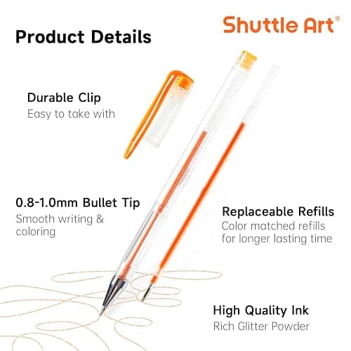 Shuttle Art 240 Pack Glitter Gel Pens, 120 Colors Glitter Gel Pen Set with 120 Refills for Adult Coloring Books Craft Doodling thumbnail 4