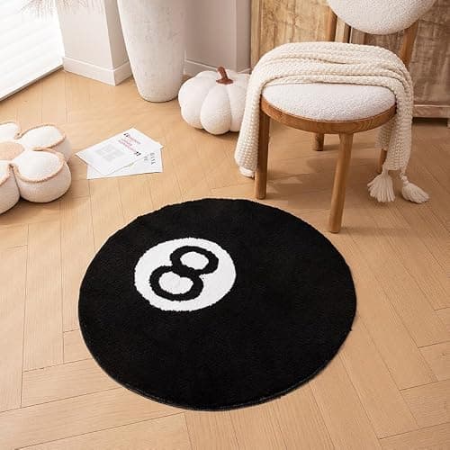 Pinkrin Mikrofaser Runder 8 Ball Teppich - Plüsch und weich, rutschfest 8 Ball Rug Nicht fusselnder, 8ball Rug für Wohnzimmer, Esszimmer, Schlafzimmer, Dekoration, 80 cm thumbnail 6
