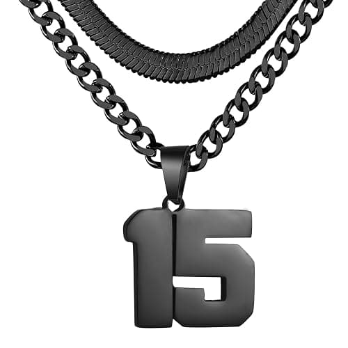 KLIFOWDY Number Necklace for Boys Athlete Kids Number Chain 00-100 Layered Necklace for Men Stainless Steel Number Charm Pendant Baseball Football Basketball Necklaces for Boys Gifts - Image 1