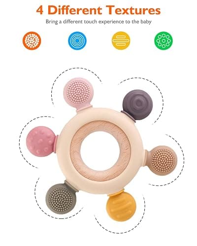 akolik Teething Toys for Babies, Baby Teethers Toy Teething Ring Silicone, Grasping Teething Toy, BPA Free Teething Nursing Accessories for 3+ Months Boy, Girl Toddlers (Rudder B) thumbnail 6