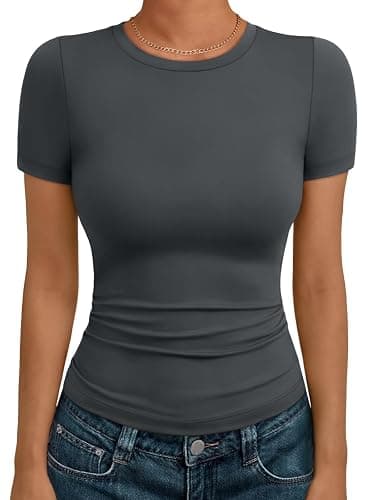 AUTOMET Womens Short Sleeve T Shirts Basic Summer 2025 Workout Tops Crew Neck Gym Crop Tops Trendy Y2K Clothes - Image 1