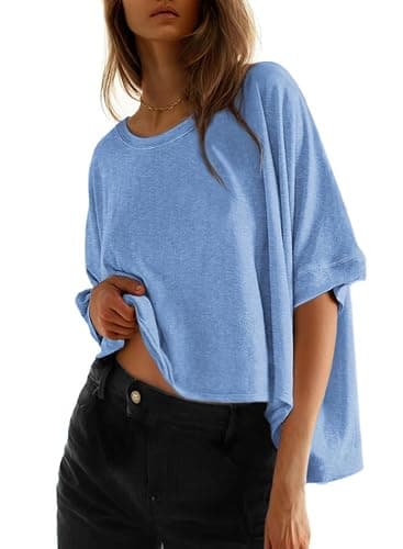 Dokotoo Summer Shirts 2026 Womens Solid T Shirts for Women Loose Oversized Tops Basic Tee - Image 1