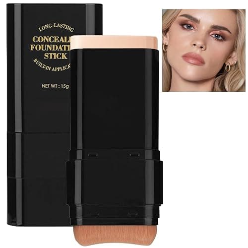 Foundation Stick, 2 in 1 Dual-Ended Long-Lasting Concealer Foundation Stick, Face Contouring foundation with Brush, Full Coverage Matte Finish for Face Makeup(02#NATURAL) - Image 1