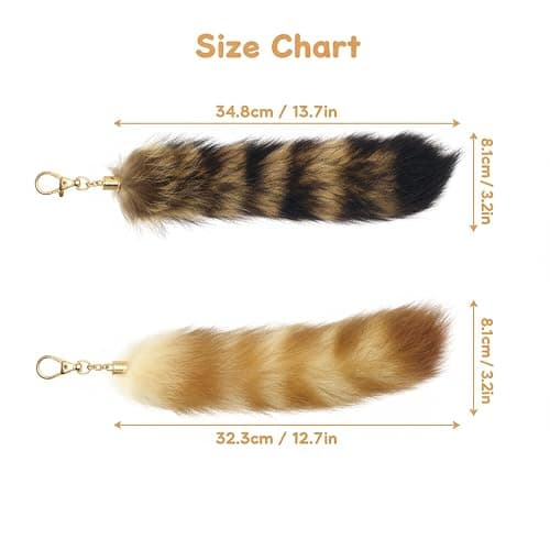 DNTHYRIN 2Pcs Therian Tail, Fox Tail Keychain Set of 2, Animal Spirit Accessory for Cosplay and Collection, Crystal Fox Tail and Standard Fox Tail Design thumbnail 2