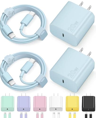 iPhone 17 16 15 Charger Fast Charging Type C Chargers USB C Charger Block iPhone Air Chargers with 2 Pack 6FT Cable for iPhone 17/17 Plus/17 Pro Max/16/16 Plus/16 Pro Max/15 Pro Max/iPad Pro(Blue) - Image 1