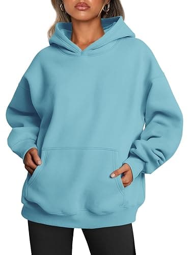 Trendy Queen Womens Oversized Hoodies Fleece Sweatshirts Fall Fashion 2025 Pullover Sweaters Winter Clothes - Baby Blue - Small