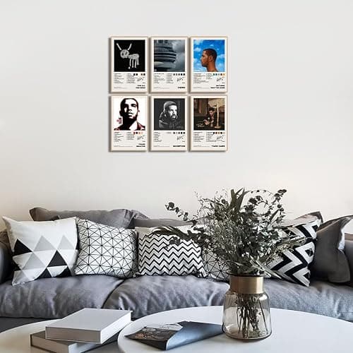 Drake poster 4 Music Album Cover Poster Printing Aesthetics Dormitory Decoration HD Pictures Living Room Bedroom Music Classroom Wall Art Decoration Gifts for Young People (Set of 6 , 8 inches x 12 inches, unframed) thumbnail 2