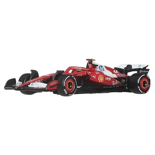 Hot Wheels Premium Fórmula 1 Coche de Carreras Charles Leclerc | Coche de carreras coleccionable Scuderia Ferrari HP a escala 1:64, metal, neumáticos Real Riders, JKD86 thumbnail 2