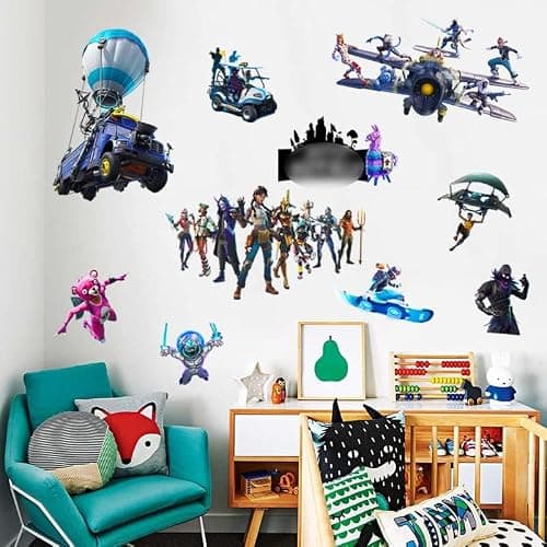 Battle Royale Video Game Themed Bedroom Wall Stickers 10Pcs/Sheet for Teen Boys Room Decoration,Where We Droppin Boys Bedroom Wall Decals,Wall Decor for Kids,Waterproof Game Stickers for Laptop thumbnail 6