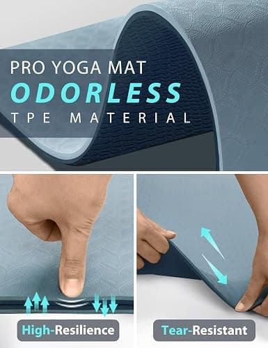 Yoga Mat Double-Sided Non Slip, 72'' x 32'' x 7mm - Extra Wide & Thick Yoga Mat for Women Men Kids, Professional TPE Yoga Mats for Home Workout, Yoga, Pilates and Floor Exercise, with Carrier Strap thumbnail 5