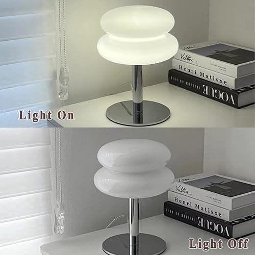 ASMSW Modern Small Table Lamp Dimmable Bedside Lamp 7W Cute Egg Tart Nightstand Lamp Table Light Fixture Simple Style Led Desk Lamp for Bedside Bedroom Living Room thumbnail 4