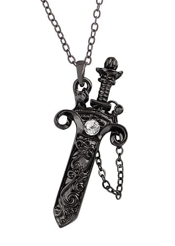 Alilang Antique Fantasy Medieval Renaissance Removable Scabbard Rune Sword Dagger Pendant Necklace - Image 1
