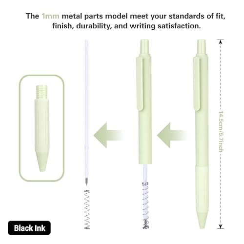 Drawdart 14-Pack Pastel Ballpoint Pens, Medium 1.0mm Black Ink, Retractable - For Smooth Writing and Journaling - 14 Pcs Pastel- Black Ink thumbnail 3