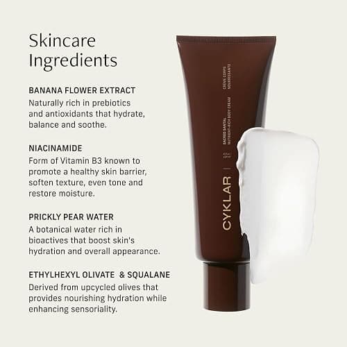 CYKLAR Nutrient Rich Body Cream. Sacred Santal Nourishing Moisturizer with Niacinamide and Banana Flower Extract. Deep Hydration, Thick Body Lotion, Dry Skin Cream for Women and Men, 8 Fl Oz thumbnail 6