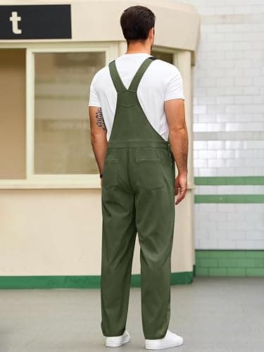 Runcati Mens Corduroy Bib Overalls Casual Adjujstable Strap Workwear Fashion Fall Winter Loose Fit Jumpsuit thumbnail 5