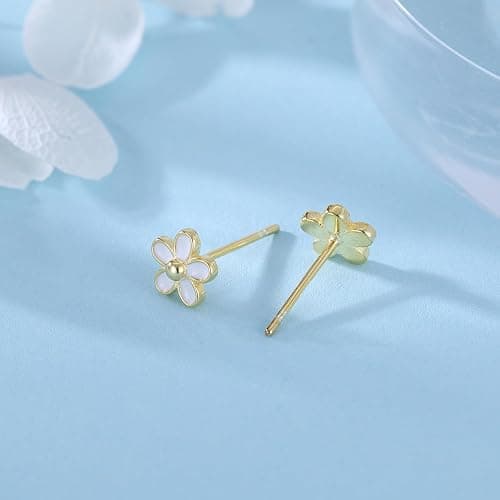 SLUYNZ Solid 925 Sterling Silver Little Daisy Earrings Studs for Women Teens Petite Flowers Studs Earrings thumbnail 5