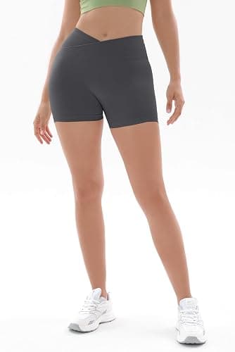 Vertvie Damen Gym Shorts V Cross Stretch Push Up Yoga Shorts Booty Scrunch Fitness Hosen Kurz High Waist Nahtlos Workout Sportshorts Butt Lift Kurze Leggings Sommer thumbnail 2