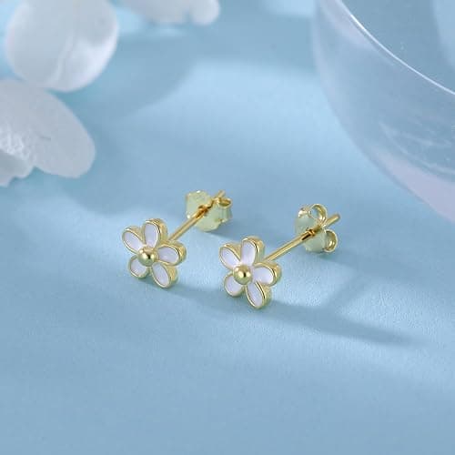 SLUYNZ Solid 925 Sterling Silver Little Daisy Earrings Studs for Women Teens Petite Flowers Studs Earrings thumbnail 4